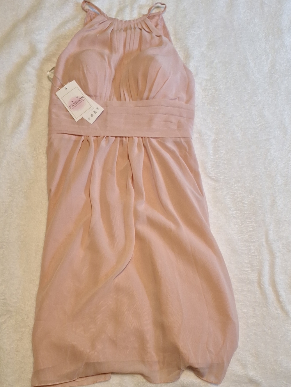 Women’s Blush Pink Halter Chiffon Dress